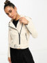 Фото #2 товара Mango faux leather biker jacket in beige