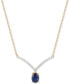 ფოტო #1 პროდუქტის Sapphire (1 ct. t.w.) & Diamond (1/10 ct. t.w.) Chevron 17" Collar Necklace in 10k Gold