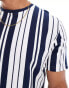 Brave Soul verticle stripe t-shirt in navy & white