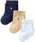 Фото #1 товара Ralph Lauren Baby Boys Embroidered Logo Crew Socks, Pack of 3