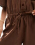 Фото #6 товара Esmee beach oversized beach playsuit in brown