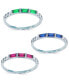 3-Pc. Set Multicolor Cubic Zirconia Baguette Stack Rings in Sterling Silver