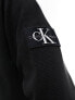 Фото #3 товара Calvin Klein Jeans waffle long sleeve badge logo polo shirt in black