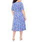 ფოტო #2 პროდუქტის Plus Size Printed Tie-Waist Midi Dress