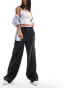 Pieces tailored wide leg trousers in charcoal