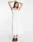 New Look frill strap midi dress with open back in white