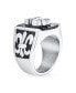 Фото #2 товара Black Fleur De Lis Square Signet Ring Silver Tone Stainless Steel