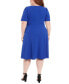 Фото #3 товара Plus Size Fit & Flare Scuba Crepe Midi Dress