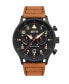 Men's Hawker Hurricane Carey Dual Time Debden Brown Genuine Leather Strap Watch 43mm