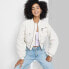 Фото #1 товара Women's Cargo Utility Cropped Bomber Jacket - Wild Fable Off-White XXS