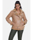 ფოტო #1 პროდუქტის Women's Shearling Belted Biker Jacket, Silky Caramel with Caramel Wool