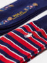 Фото #7 товара Polo Ralph Lauren 2 pack all over bear socks/stripe in navy, red