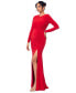 Women's Ruched Long-Sleeve Slit Gown Красный, 12 - фото #3