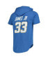 Фото #4 товара Men's Derwin James Jr. Heathered Powder Blue Los Angeles Chargers Player Name and Number Tri-Blend Hoodie T-shirt