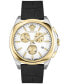 Women's Swiss Chronograph Medusa Black Leather Strap Watch 40mm