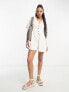 ASOS DESIGN crinkle collared smock playsuit in ivory 38 - фото #1