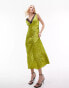 Фото #2 товара Topshop midi lace insert slip dress in chartreuse