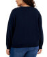 Фото #2 товара Plus Size Heart Jacquard Long-Sleeve Sweater
