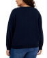 Plus Size Heart Jacquard Long-Sleeve Sweater