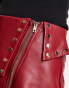 Фото #6 товара ASOS DESIGN faux leather mini skirt with stud details in red