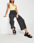 ASOS DESIGN plisse wide leg trouser culottes in mono spot Разноцветный, 34 - фото #3