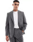 ASOS DESIGN regular flannel wool mix suit jacket in charcoal marl