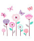 Magic Garden Pink/Lavender/Coral Butterfly Floral Wall Decals