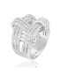 Фото #2 товара Suzy Levian Sterling Silver Cubic Zirconia Weaving Wide Band Ring