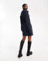 Weekday Grace half zip mini jumper dress in dark blue exclusive to ASOS