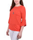 ფოტო #3 პროდუქტის Petite 3/4 Tulip Sleeve Top with Necklace