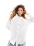 Urban Revivo oversized shirt with collar in ivory