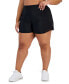 ფოტო #1 პროდუქტის Plus Size Solid Elastic-Back Woven Running Shorts, Created for Macy's