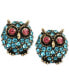 ფოტო #1 პროდუქტის Gold-Tone Blue Pavé Owl Stud Earrings