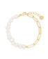 ფოტო #1 პროდუქტის Colette Baroque Freshwater Imitation Pearl and Elongated Link Paperclip Chain Bracelet