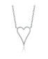 Фото #1 товара White Gold Plated with Cubic Zirconia Elongated Open Heart Halo Pendant Necklace
