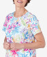 ფოტო #5 პროდუქტის Petite Floral Leaf Side Tie Short Sleeve Tee