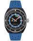 ფოტო #1 პროდუქტის Men's Swiss Automatic Sideral S Blue Perforated Rubber Strap Watch 41mm