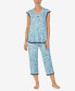 Фото #1 товара Women's Ruffle Sleeve Top and Crop Pants 2-Pc. Pajama Set