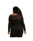 Фото #3 товара Women's Plus Size Curvy-Fit Lace Ponte Pullover Neck Tops