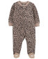 Фото #2 товара Baby Leopard Zip-Up Fleece Footie Sleep & Play Pajamas 6M
