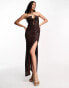 Фото #2 товара ASOS DESIGN strappy cut out sequin maxi dress in chocolate