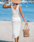 Фото #2 товара Women's Crochet Tassel Tie Side Slit Cover-Up Beach Dress