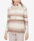 ფოტო #1 პროდუქტის Women's St.Moritz Pointelle Stripe Cowl Neck Sweatshirt