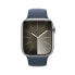 Apple Watch Series 9 Edelstahl Silber"Silber 45 mm S/M (130-180 mm Umfang) Sturmblau GPS + Cellular