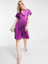 Фото #4 товара Closet London wrap front pleated mini skater dress in purple