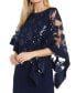Фото #2 товара Women's Sequined Floral-Lace Poncho Dress