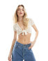 Фото #1 товара Cotton On crochet tie front crop top in ecru