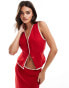 Фото #1 товара ASOS DESIGN linen blend contrast trim waistcoat in red