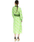 Women's Palm Printed Belted Midi Dress