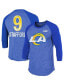 Фото #2 товара Men's Threads Matthew Stafford Royal Los Angeles Rams Super Bowl LVI Name Number Raglan 3/4 Sleeve T-shirt